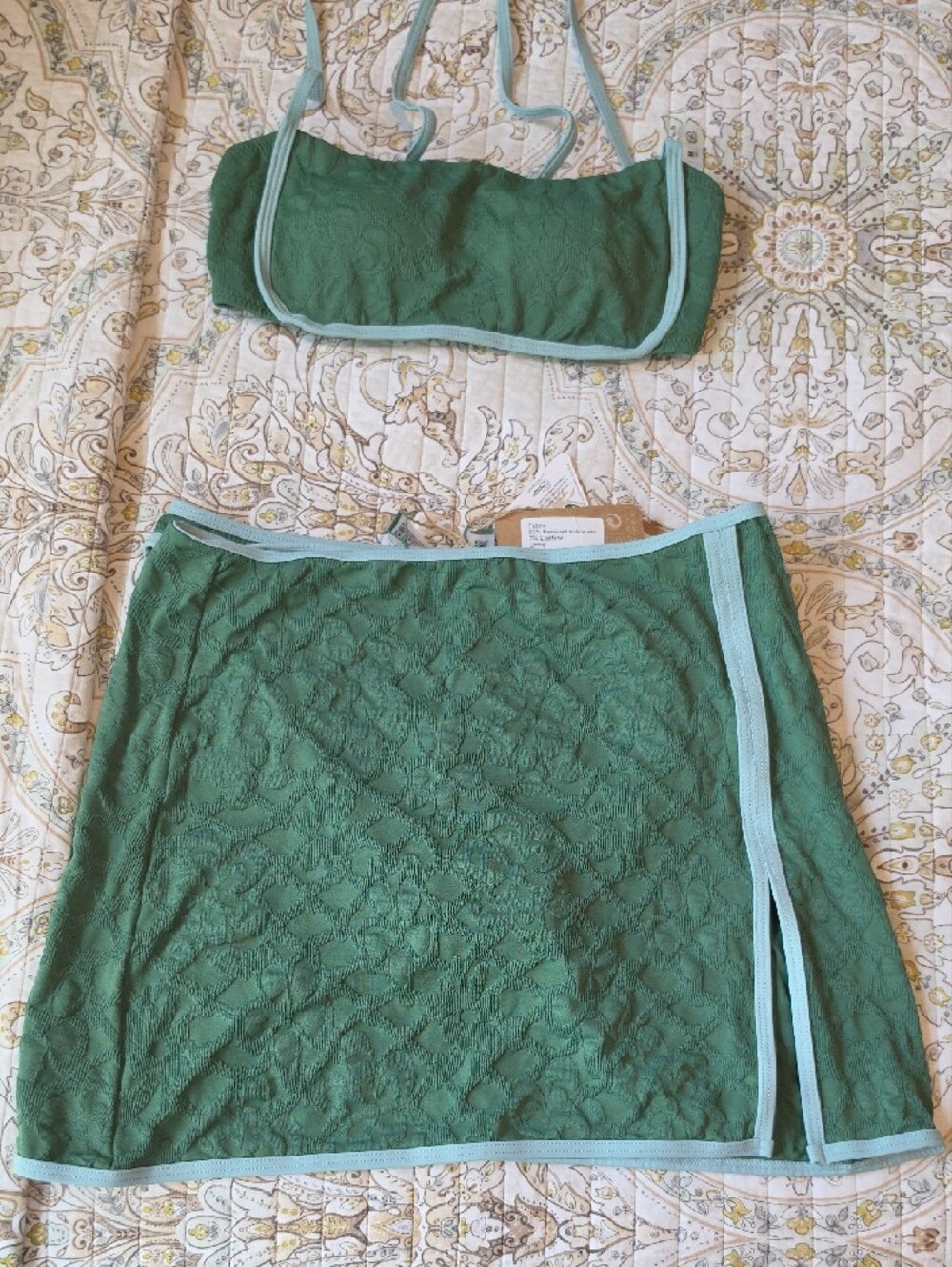 Dark Green Jacquard Cover up Skirt- Only